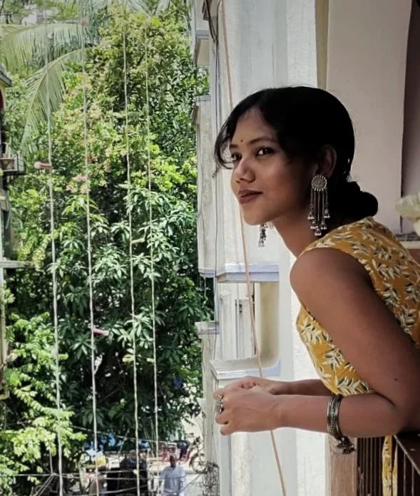 Manamita Datta on her balcony in Kolkata